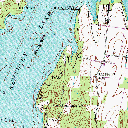 Topographic Map of Britton Ford Campground, TN