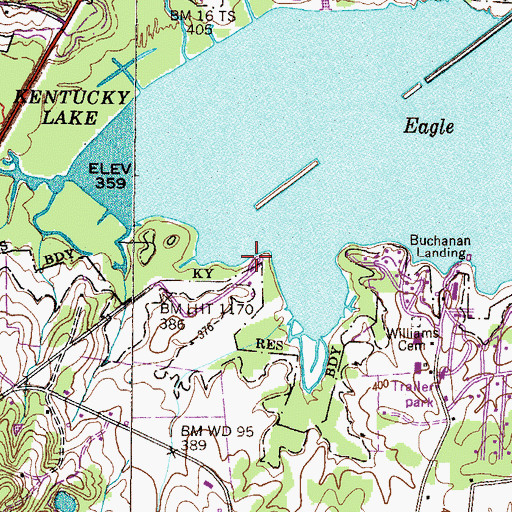 Topographic Map of Bull Durhan Resort Dock, TN