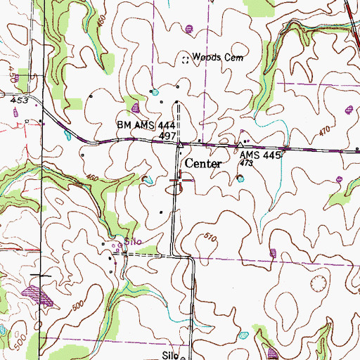 Topographic Map of Center School (historical), TN