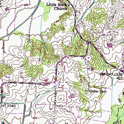 Topographic Map of Eureka School (historical), TN