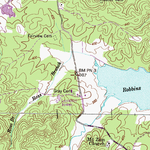Topographic Map of Fairview School (historical), TN