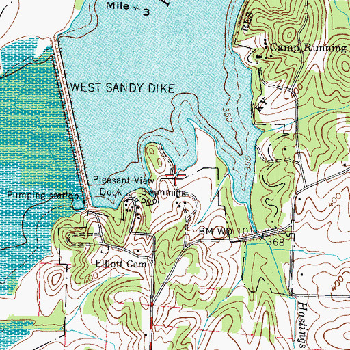 Topographic Map of Greenhead Recreation Area, TN