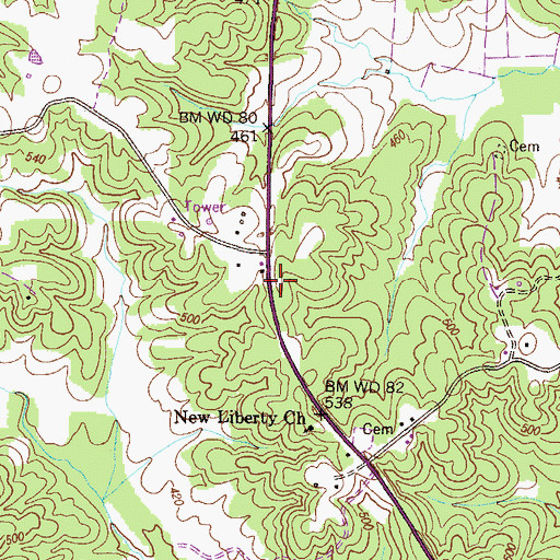 Topographic Map of Hephzibah Church (historical), TN