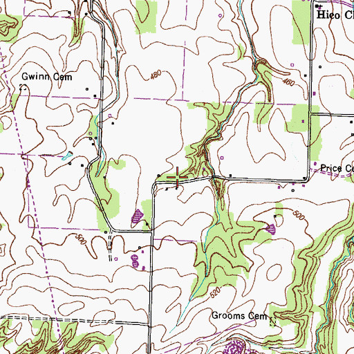 Topographic Map of Hico School (historical), TN