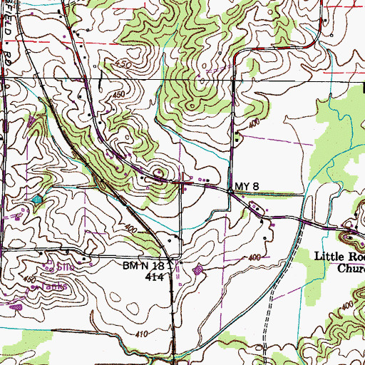 Topographic Map of Hollands Store (historical), TN