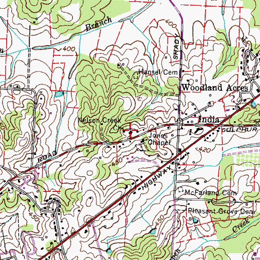 Topographic Map of India School (historical), TN