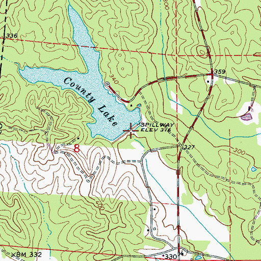 Topographic Map of Lamar County Public Lake Dam, AL