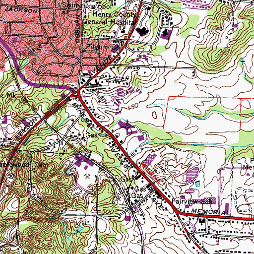 Topographic Map of Lee Greer Shopping Center, TN