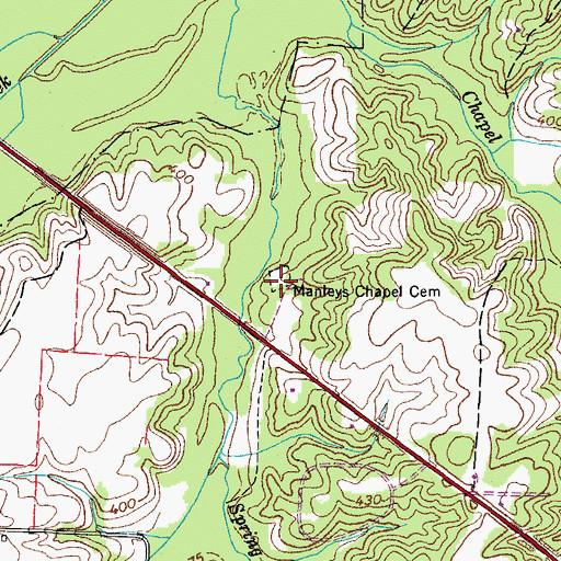 Topographic Map of Manleys Chapel Cemetery, TN