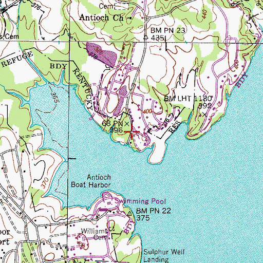 Topographic Map of Mansard Island Resort, TN