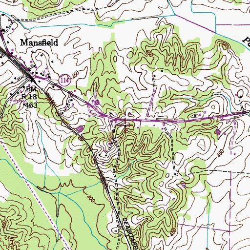 Topographic Map of Mansfield School (historical), TN