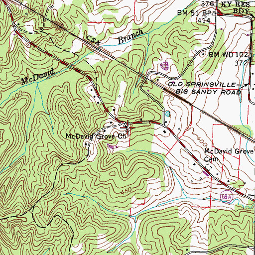 Topographic Map of McDavid School (historical), TN