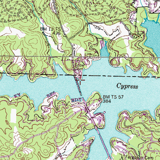 Topographic Map of Morgans Dock, TN