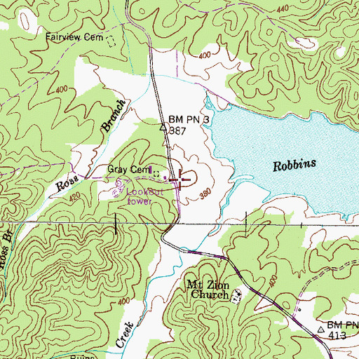 Topographic Map of Mount Zion Church (historical), TN