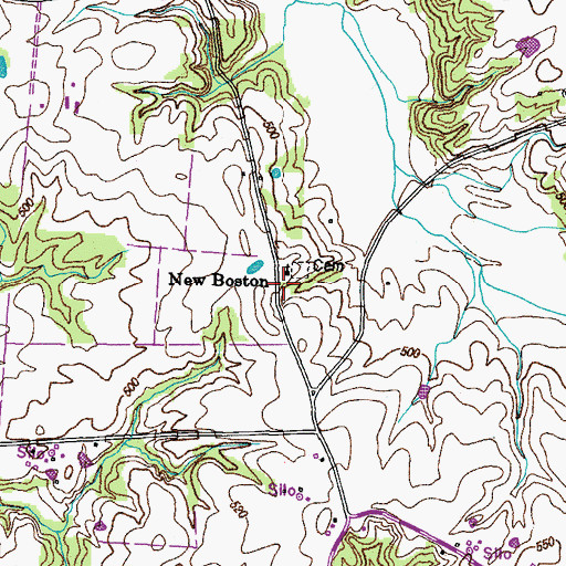 Topographic Map of New Boston School (historical), TN