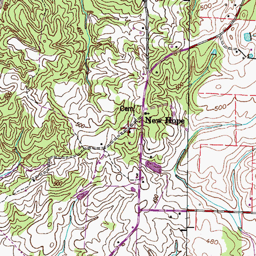 Topographic Map of New Hope School (historical), TN