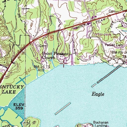 Topographic Map of Oak Haven Acres Dock, TN