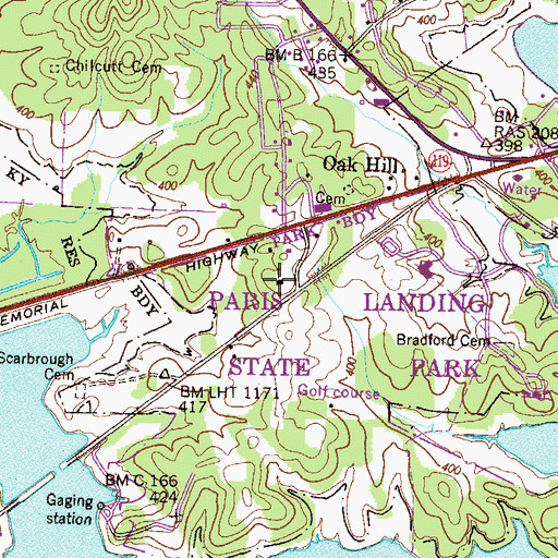 Topographic Map of Oak Hill School (historical), TN