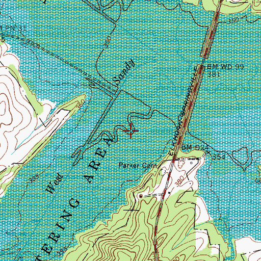 Topographic Map of Parker Bridge (historical), TN