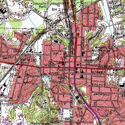 Topographic Map of Paris City Hall, TN