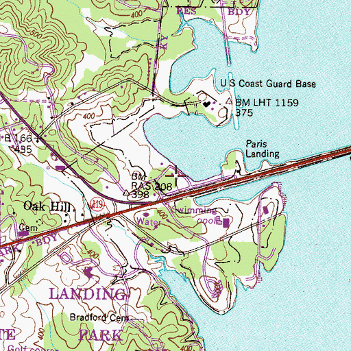 Topographic Map of Paris Landing Marina, TN