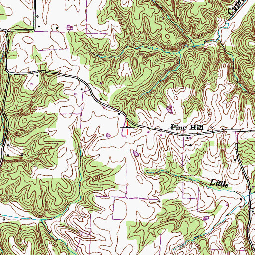 Topographic Map of Pine Hill School (historical), TN