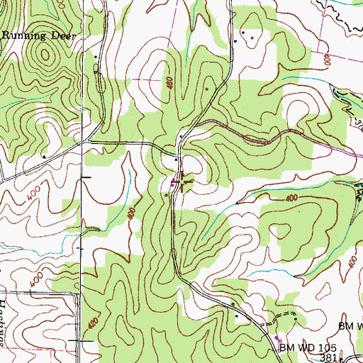 Topographic Map of Pleasant Grove School (historical), TN