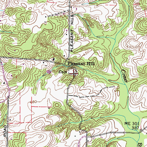 Topographic Map of Pleasant Hill Church, TN