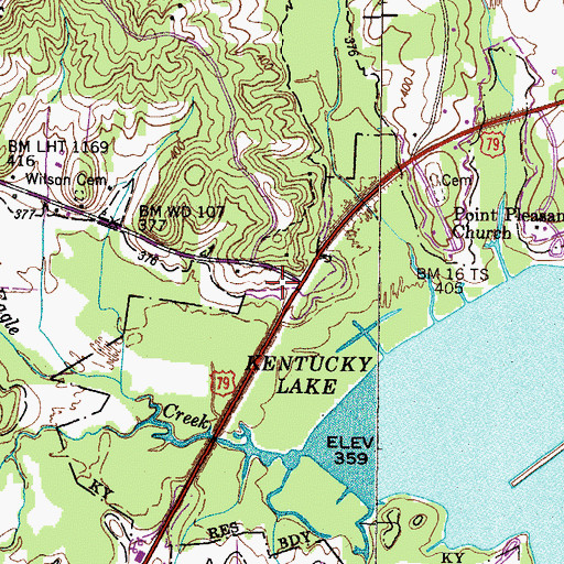 Topographic Map of Point Pleasant School (historical), TN