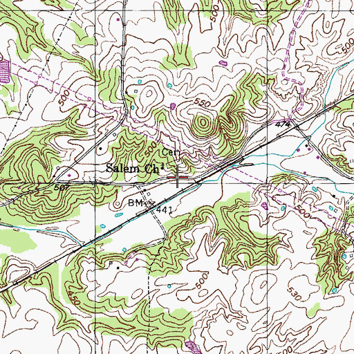 Topographic Map of Salem School (historical), TN