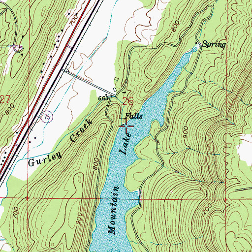 Topographic Map of Mountain Lake Dam, AL