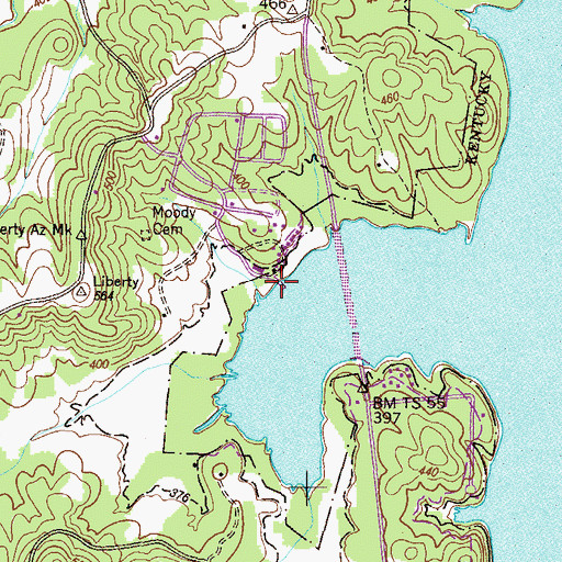 Topographic Map of Shamrock Dock, TN