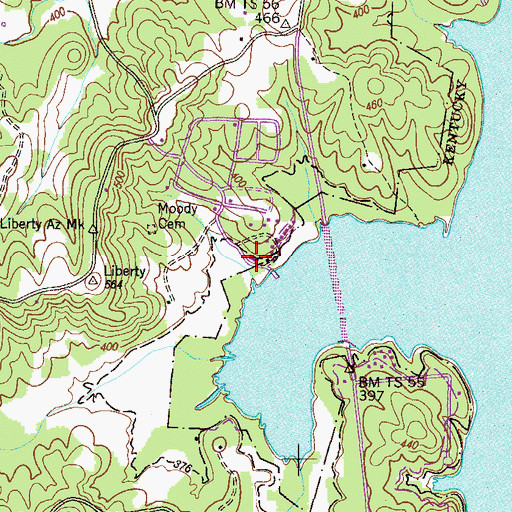 Topographic Map of Shamrock Resort, TN