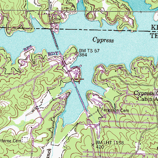 Topographic Map of Slaughters Dock, TN