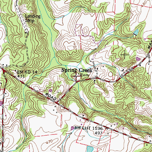 Topographic Map of Spring Creek Church, TN