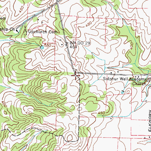 Topographic Map of Sulphur Well Academy (historical), TN