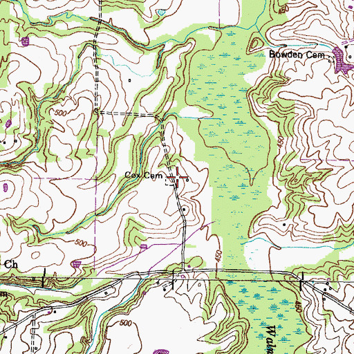 Topographic Map of Warners Creek Church (historical), TN