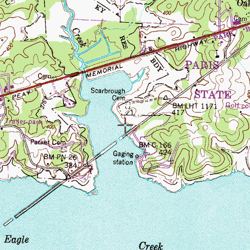 Topographic Map of Williams Dock, TN