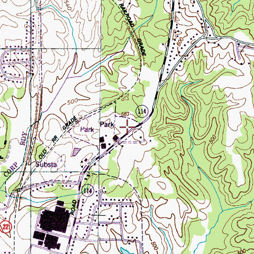 Topographic Map of Amis City Park, TN
