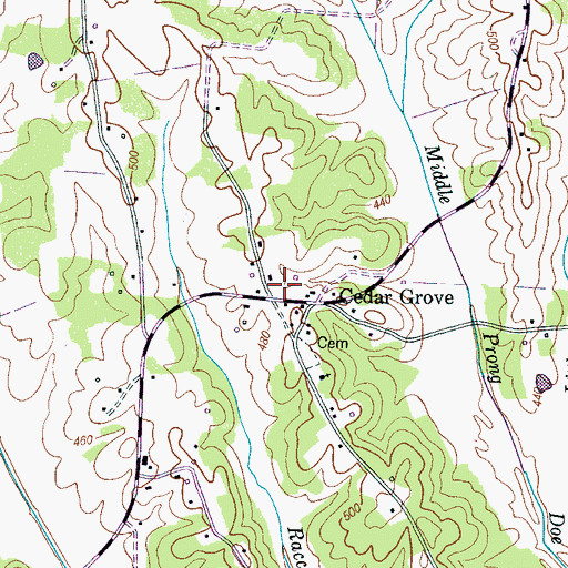 Topographic Map of Cedar Grove School (historical), TN