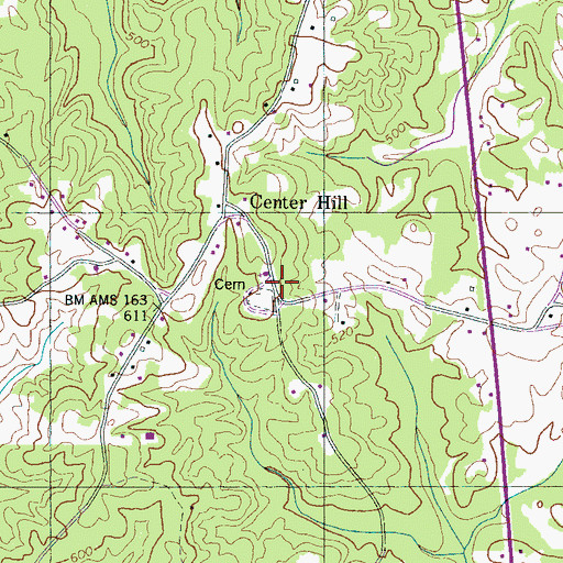 Topographic Map of Center Hill Baptist Church, TN