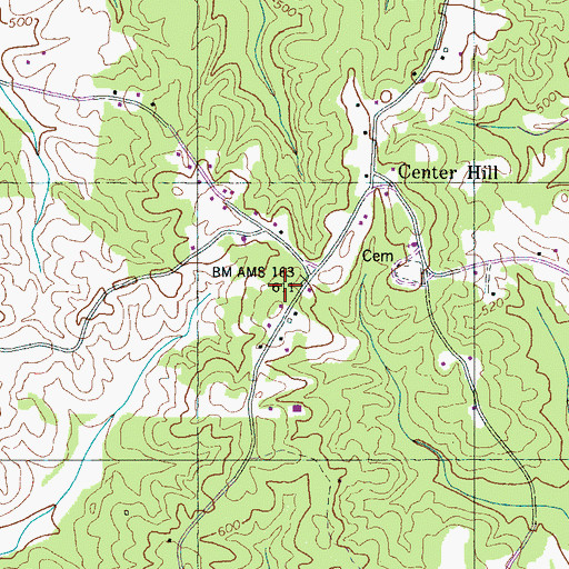 Topographic Map of Center Hill School (historical), TN
