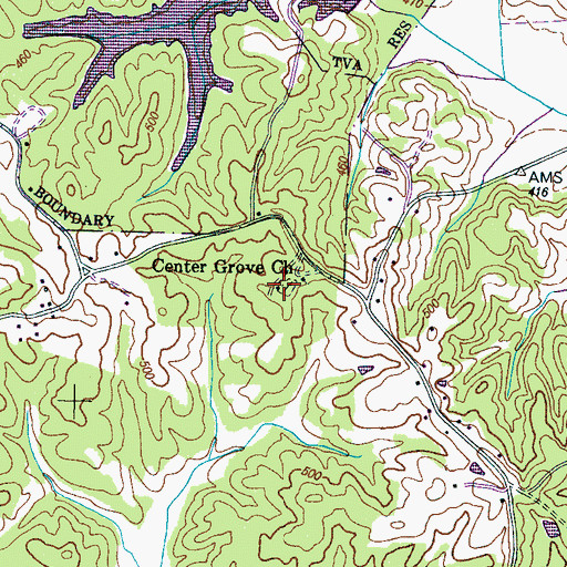Topographic Map of Central Grove Cemetery, TN
