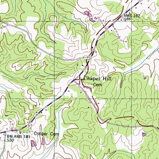 Topographic Map of Chapel Hill Baptist Church, TN
