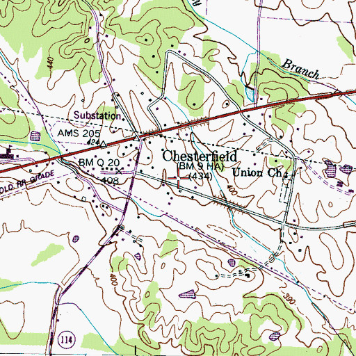 Topographic Map of Chesterfield School (historical), TN
