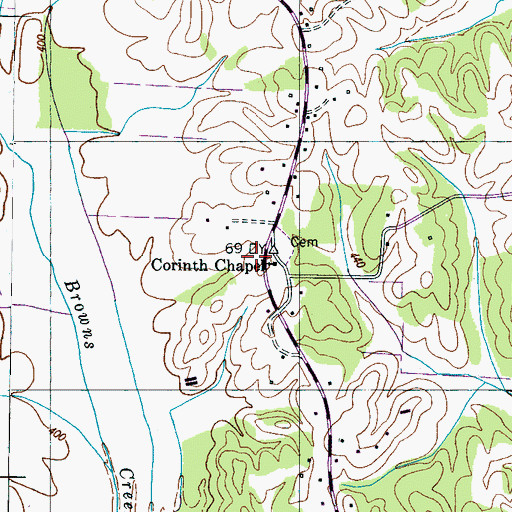 Topographic Map of Corinth School (historical), TN