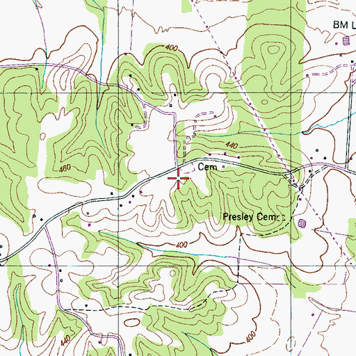 Topographic Map of Crowell Chapel Methodist Church (historical), TN