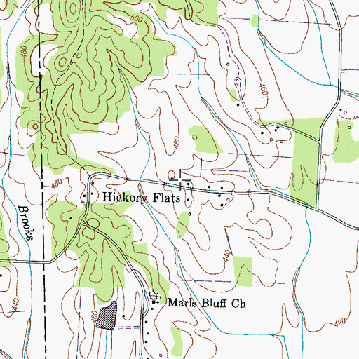 Topographic Map of Hickory Flat School (historical), TN
