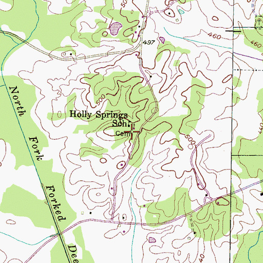 Topographic Map of Holly Springs Cemetery, TN