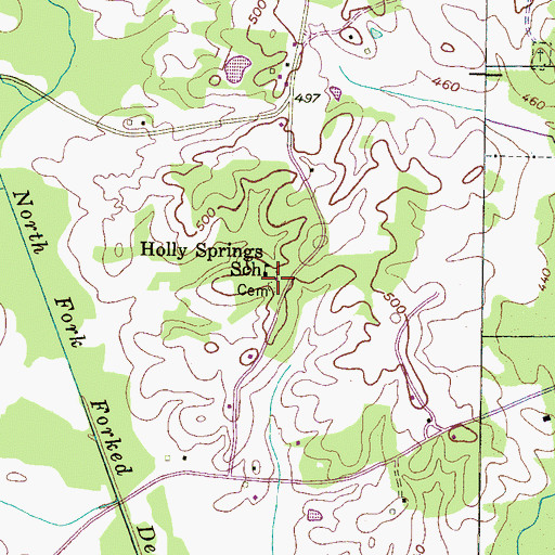 Topographic Map of Holly Springs Methodist Church, TN